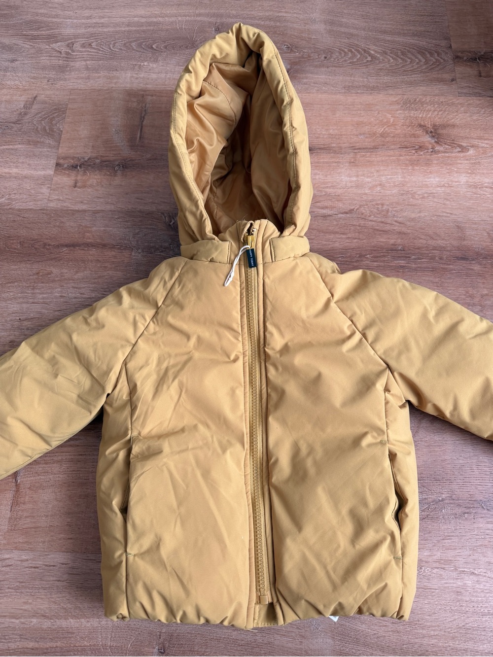 Zara Kids Hooded Puffer Jacket - Mustard Yellow